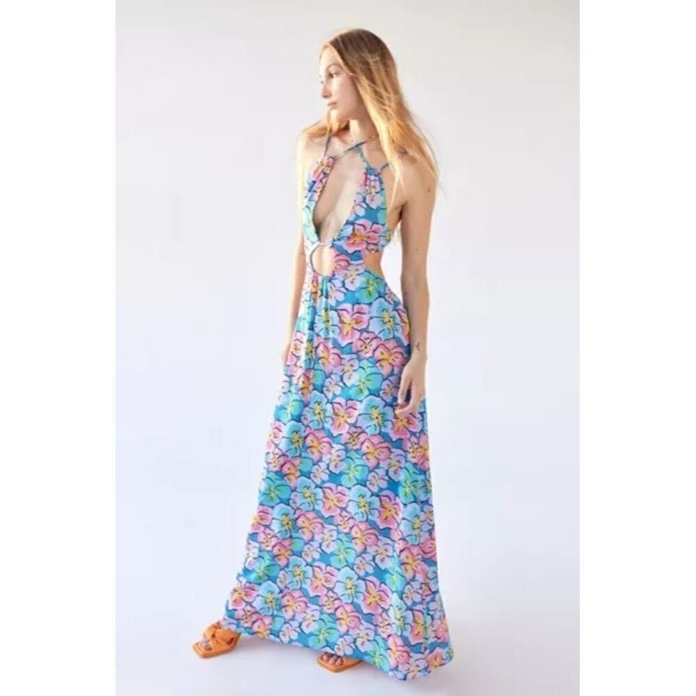 NWT For Love & Lemons Yasmin Multicolor Floral Maxi Dress Size Small $268 MSRP